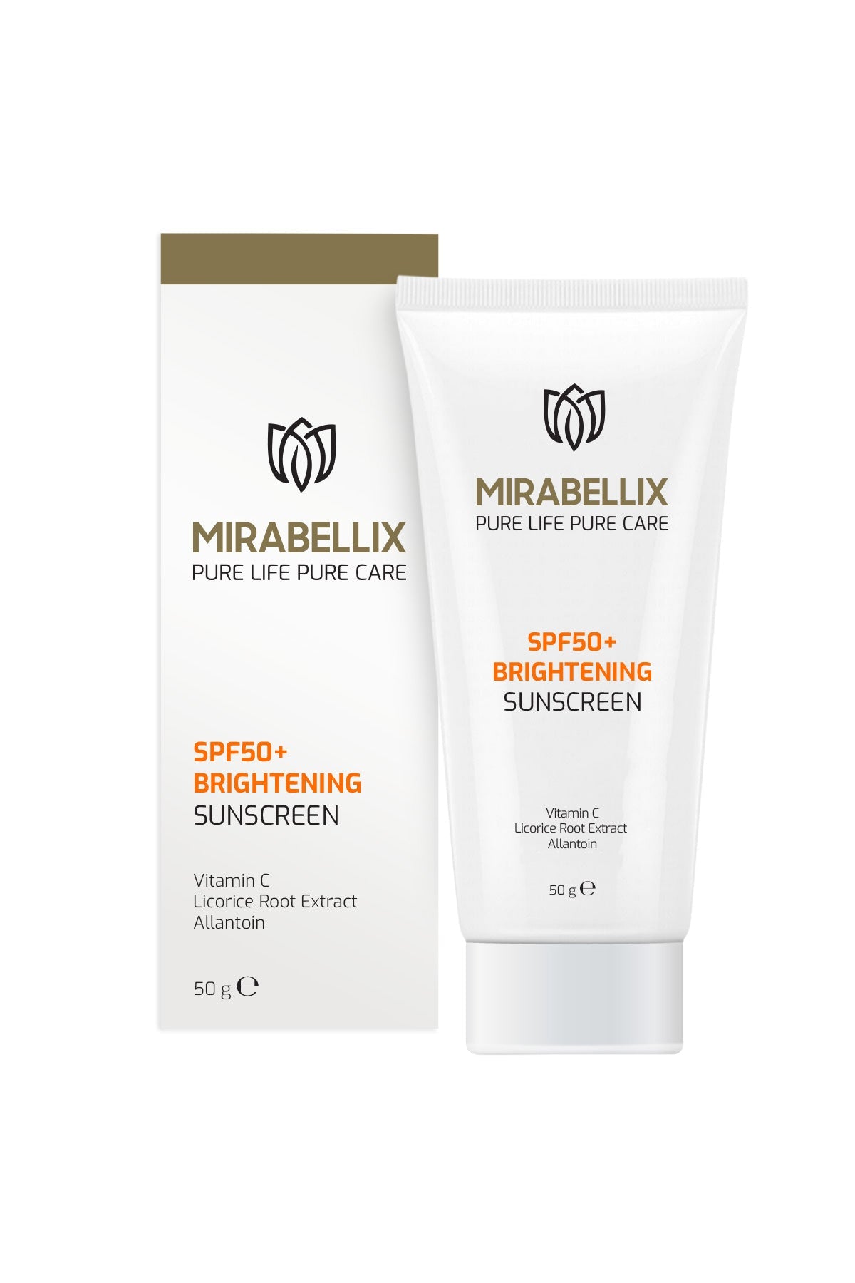 Mirabellix, Leke Karşıtı & Aydınlatıcı Güneş Kremi SPF50+ – C Vitamini ve Meyan Kökü Özlü Yüksek Koruma 50 ml