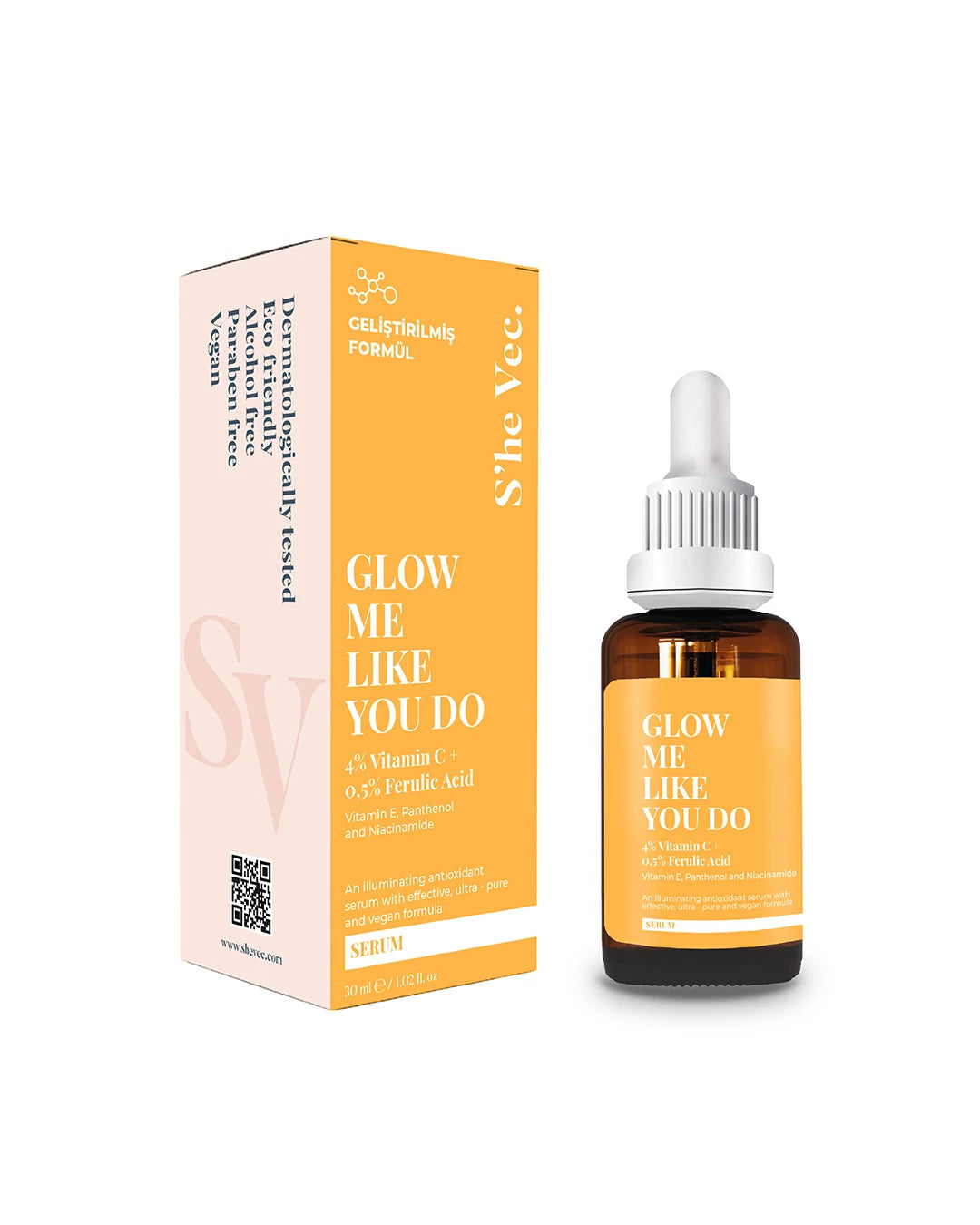 She Vec, GLOW ME LIKE YOU DO - Aydınlatıcı ve Cilt Tonu Eşitleyici Leke Karşıtı C Vitamini Serum (30 ml)