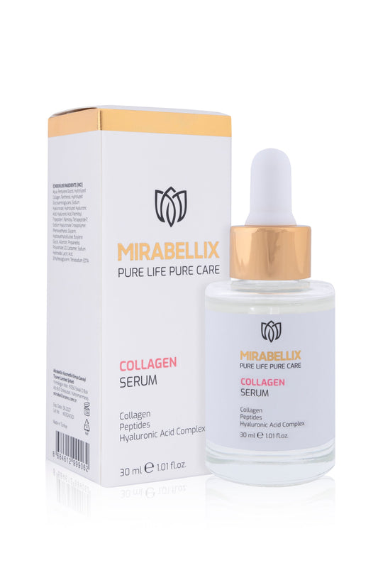Mirabellix, Elastikiyet Arttırıcı ve Kırışıklık Karşıtı Kolajen & Peptit Serum – Hyaluronik Asit Kompleksi Destekli 30 ml