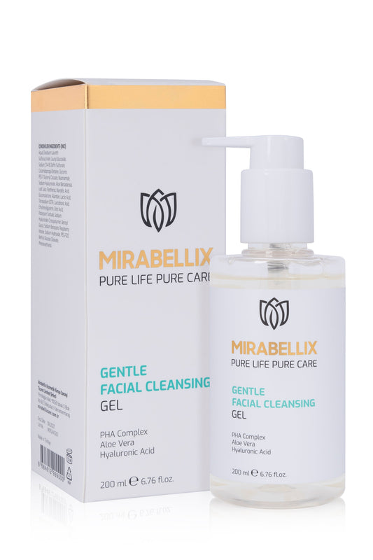 Mirabellix, Nazik & Nemlendirici Yüz Temizleme Jeli – Hyaluronik Asit, Aloe Vera ve PHA Kompleksi İçerikli 200 ml