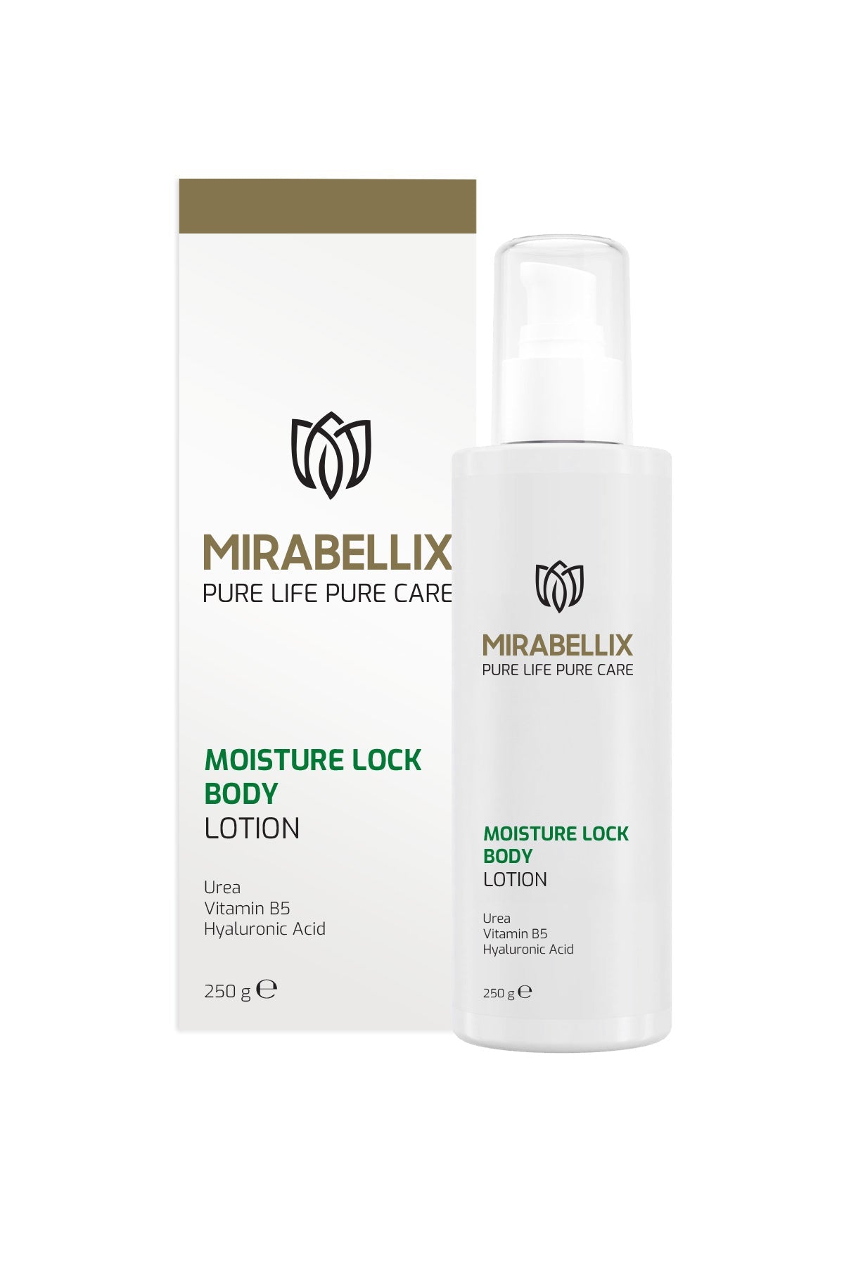 Mirabellix, Yoğun Nemlendirici Vücut Losyonu – %5 Üre, Hyaluronik Asit ve Pantenol Destekli Kuru ve Hassas Ciltler İçin 250 ml