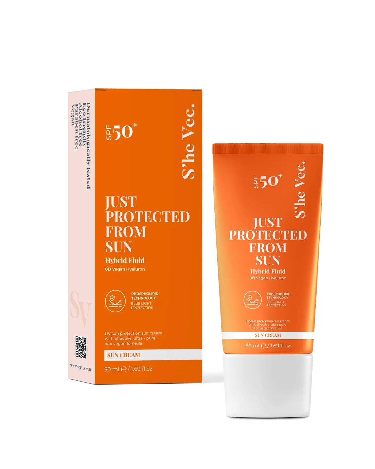 She Vec, JUST PROTECTED FROM SUN - Sun Spf 50+ Leke Karşıtı Yüksek Koruma ve Mavi Işık Korumalı Hızlı Emilen Güneş Kremi (50 ml)
