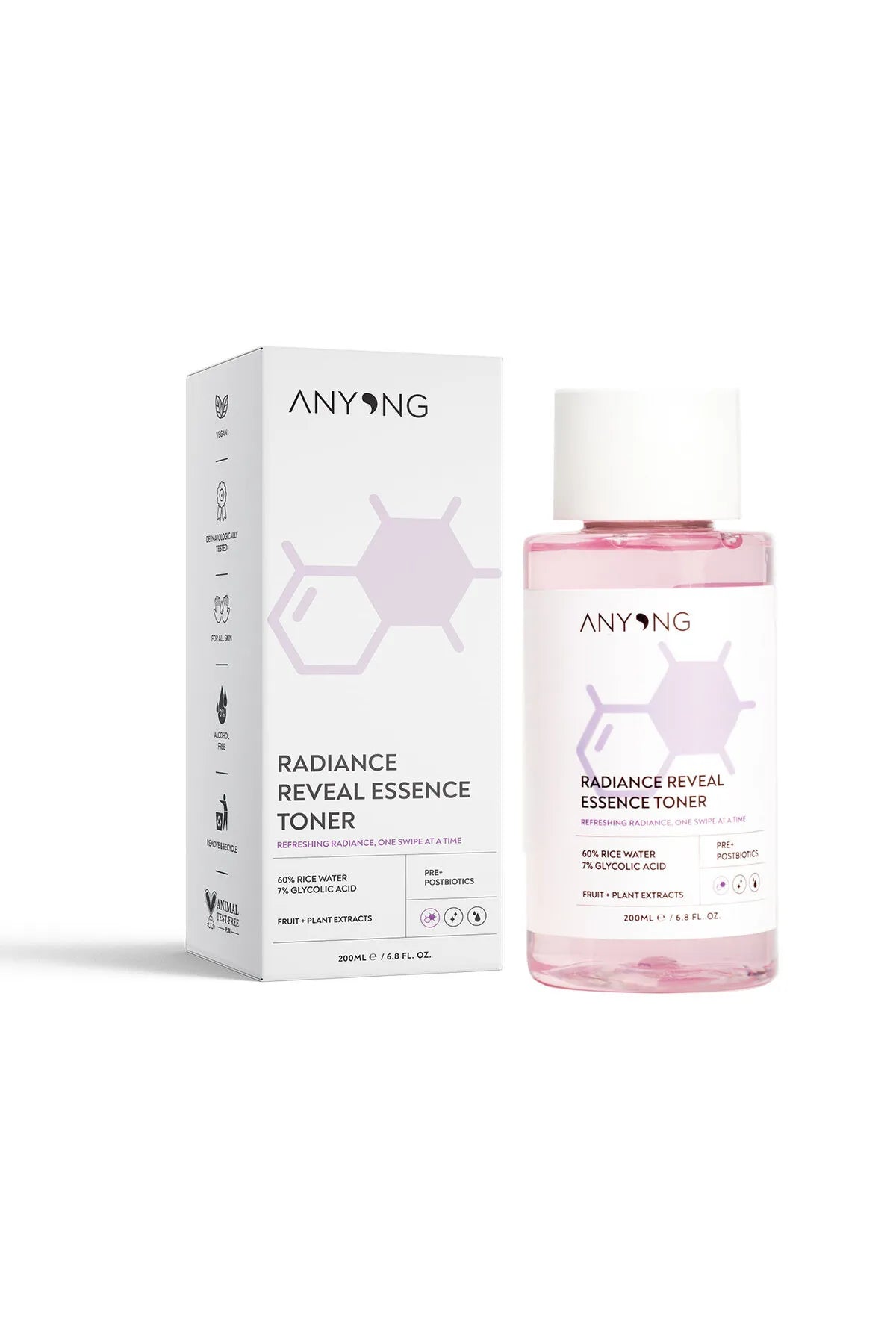 Anyong, Glikolik Asit %7 Leke Karşıtı, Yenileyici, Aydınlatıcı Tonik 200 ml (%60 Pirinç Suyu&Meyan Kökü)