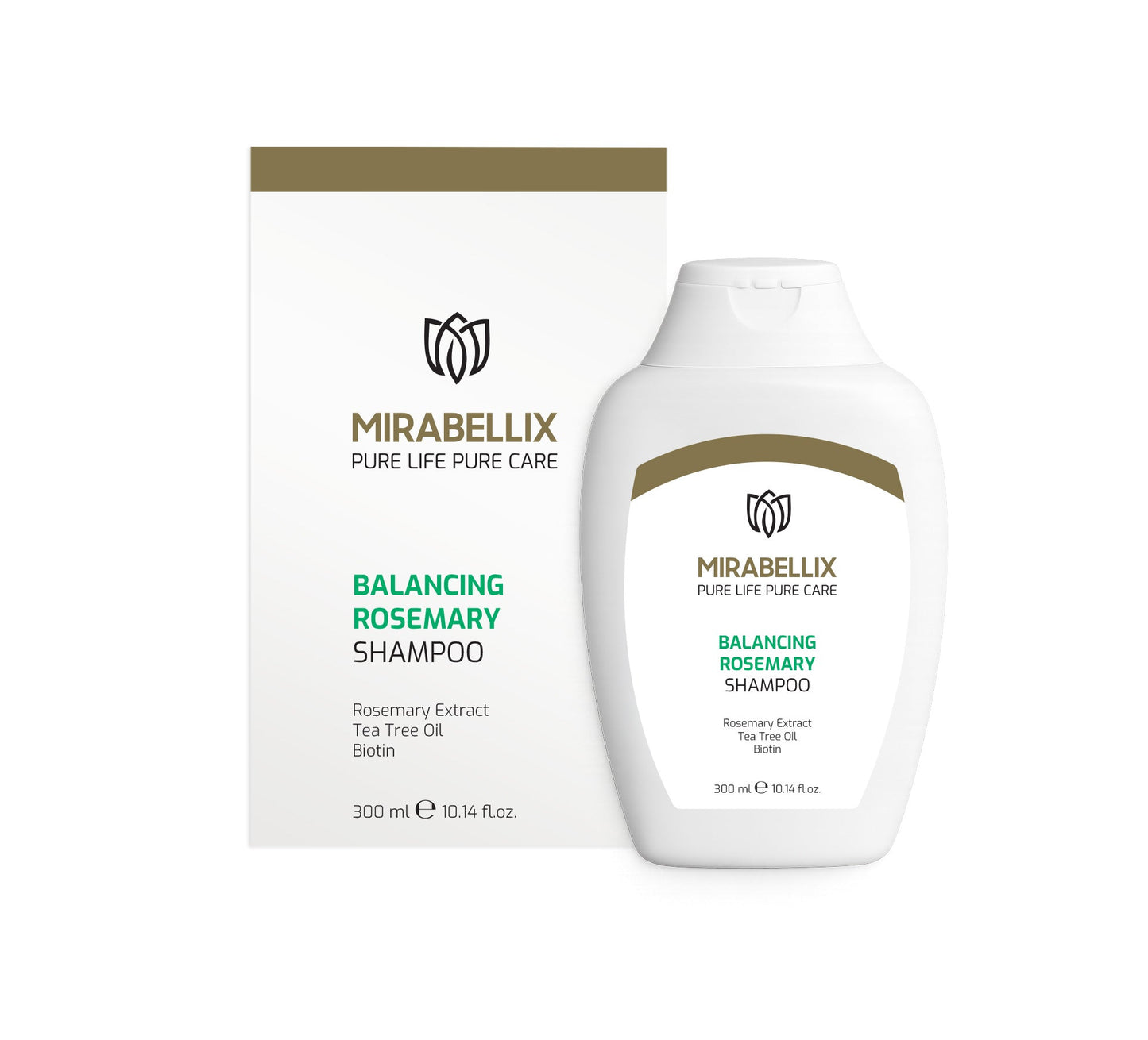 Mirabellix, Arındırıcı Biberiye Şampuanı - Dökülme Karşıtı Biotin ve Çay Ağacı Yağı İçeren Güçlendirici Etki 300 ml