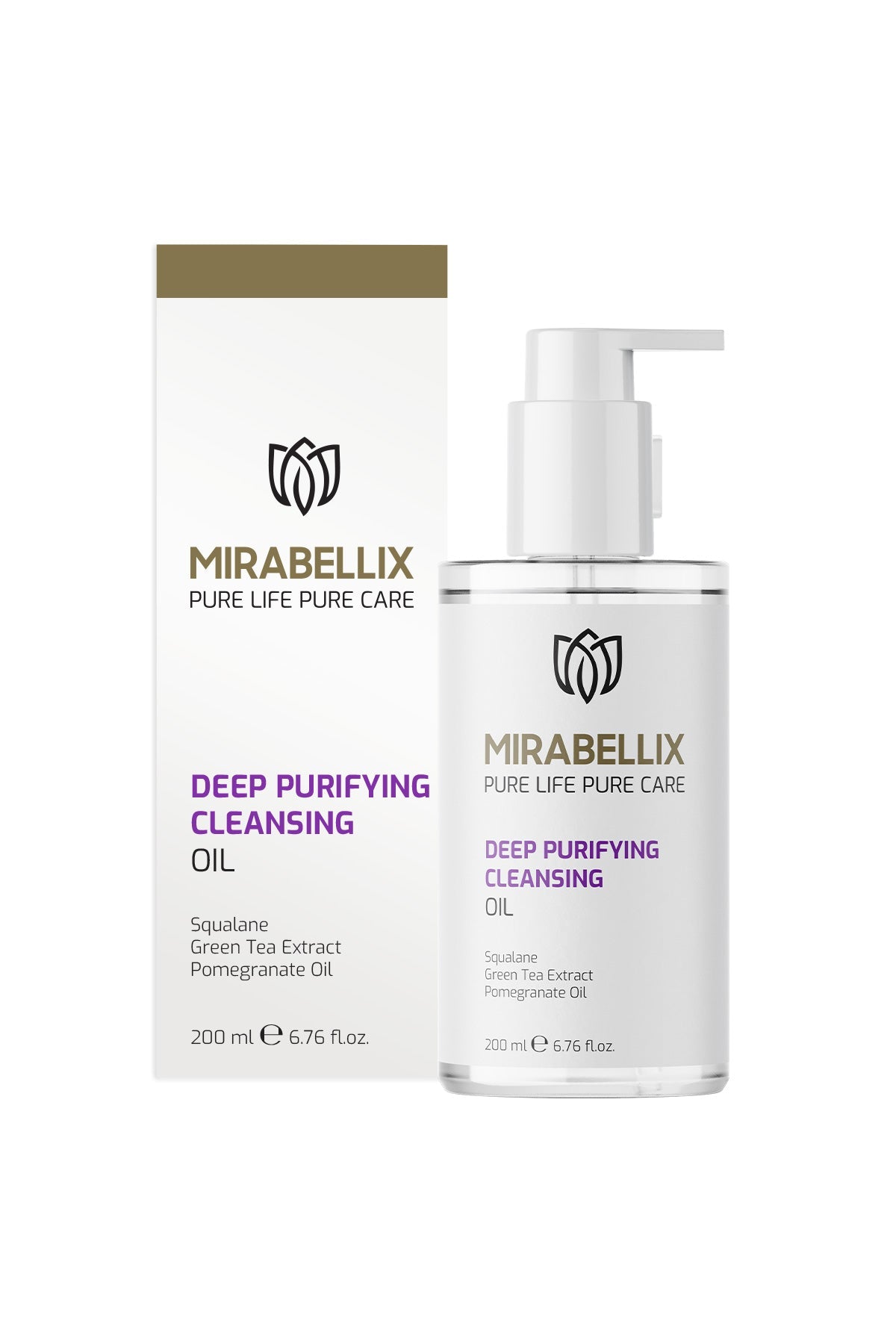 Mirabellix, Skualen ve Bitkisel Yağ İçerikli Yağ Bazlı Temizleyici - Yüz Ve Vücut İçin Temizleme Yağı 200 Ml