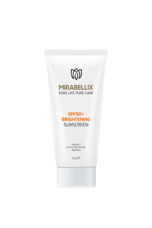 Mirabellix, Leke Karşıtı & Aydınlatıcı Güneş Kremi SPF50+ – C Vitamini ve Meyan Kökü Özlü Yüksek Koruma 50 ml